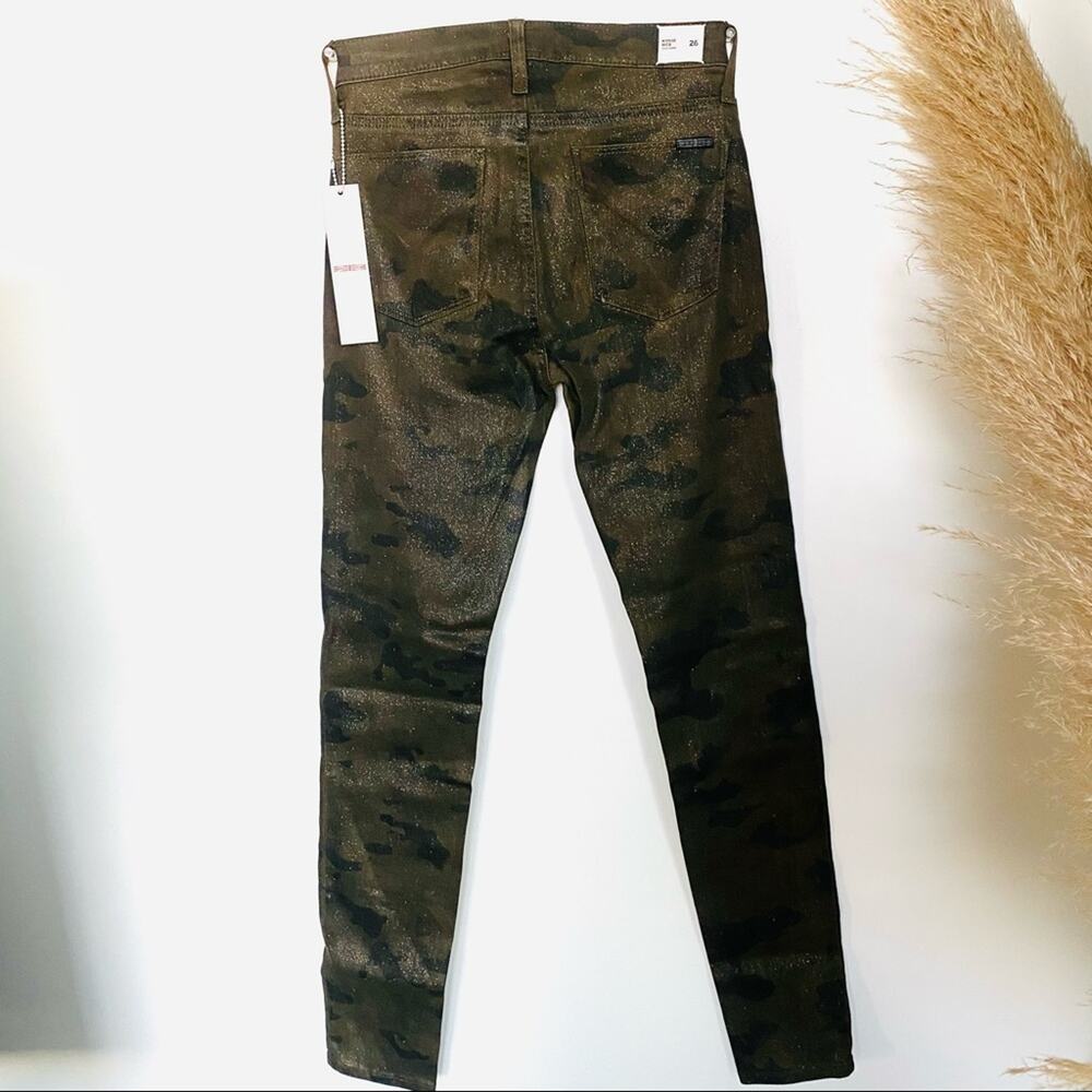 NEW HUDSON Tan Olive Sparkle Camo Nico Mid Rise Super Skinny Denim Jeans 26 - Picture 5 of 10